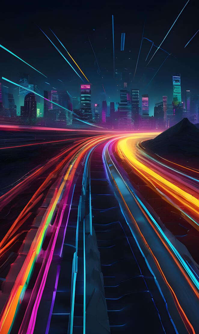 a city skyline at night