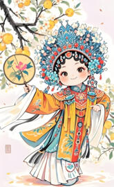 Charming Chinese Opera Cartoon Wallpaper