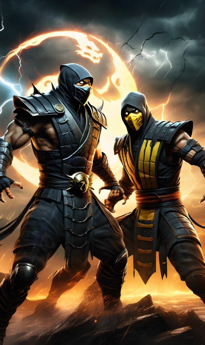 Scorpion and Noob Saibot about to fight