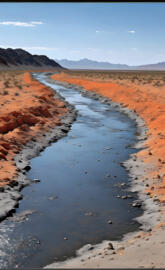 a river with red sand