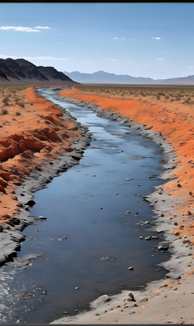 a river with red sand