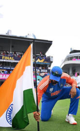 Rohit Sharma Holding Indian Flag T20 world cup winner