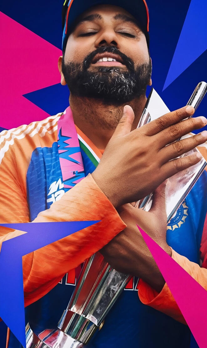 Rohit Sharma with World Cup Trophy