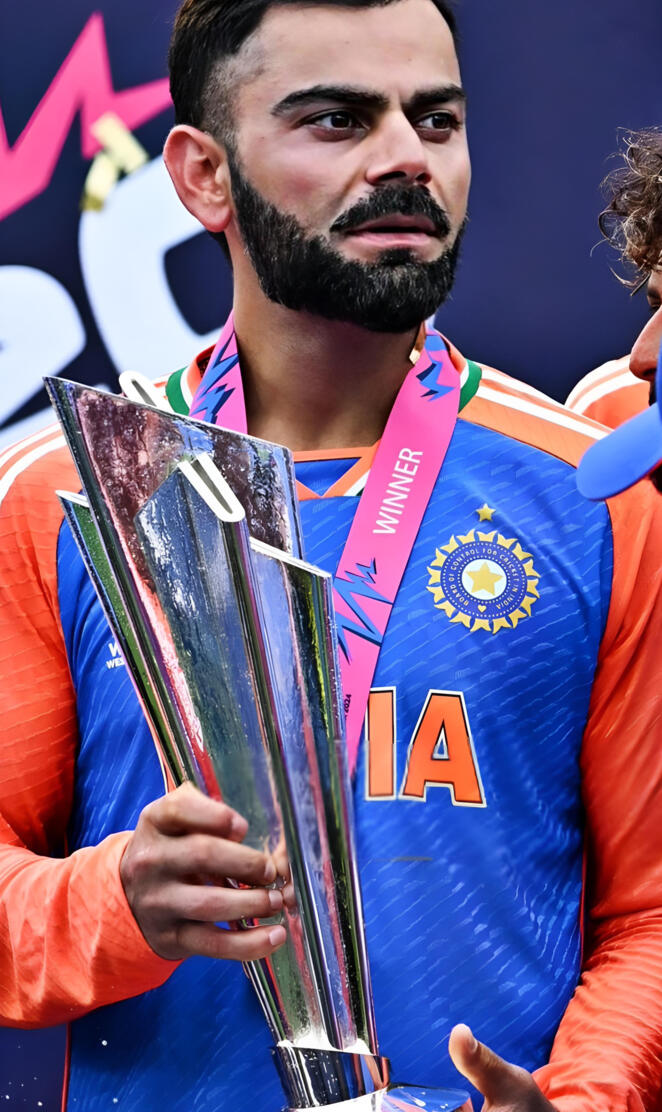 Virat Kohli with World Cup Trophy