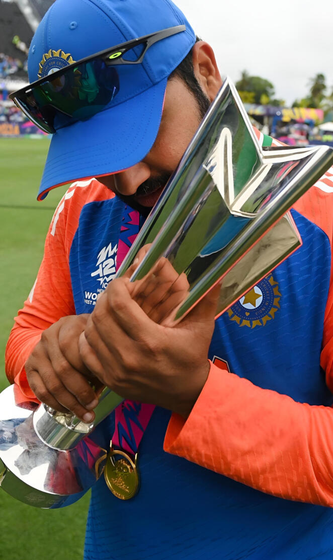 Rohit Sharma with World Cup Trophy