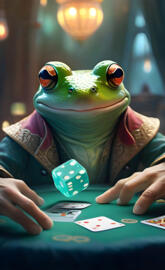 Frog shaking dices