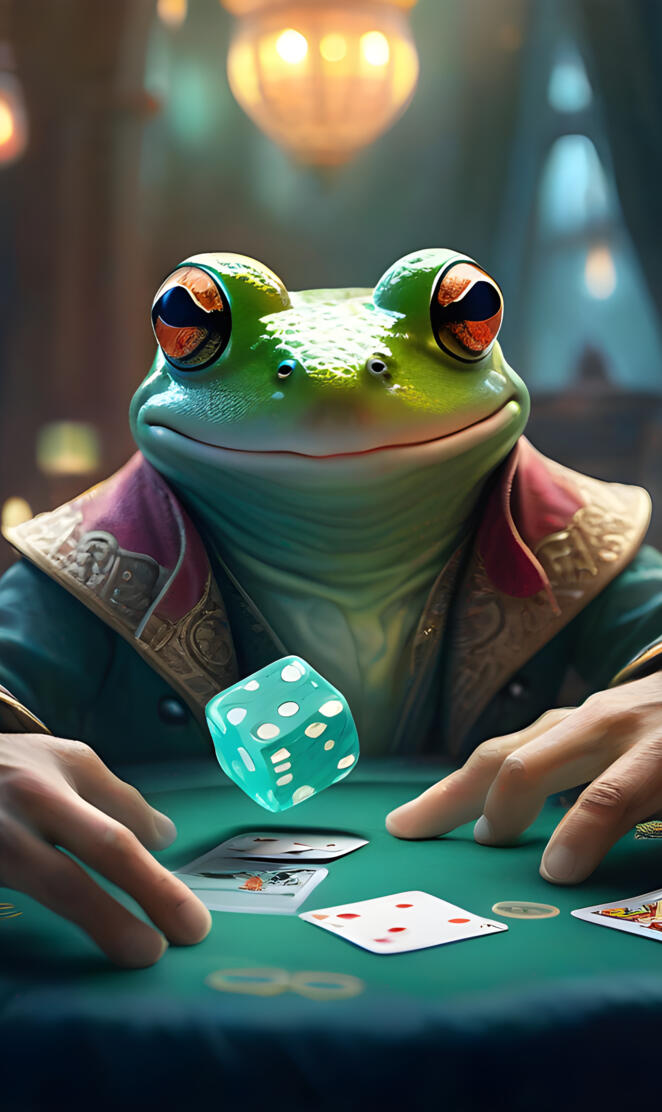 Frog shaking dices