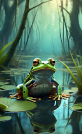 A frog in the swamp