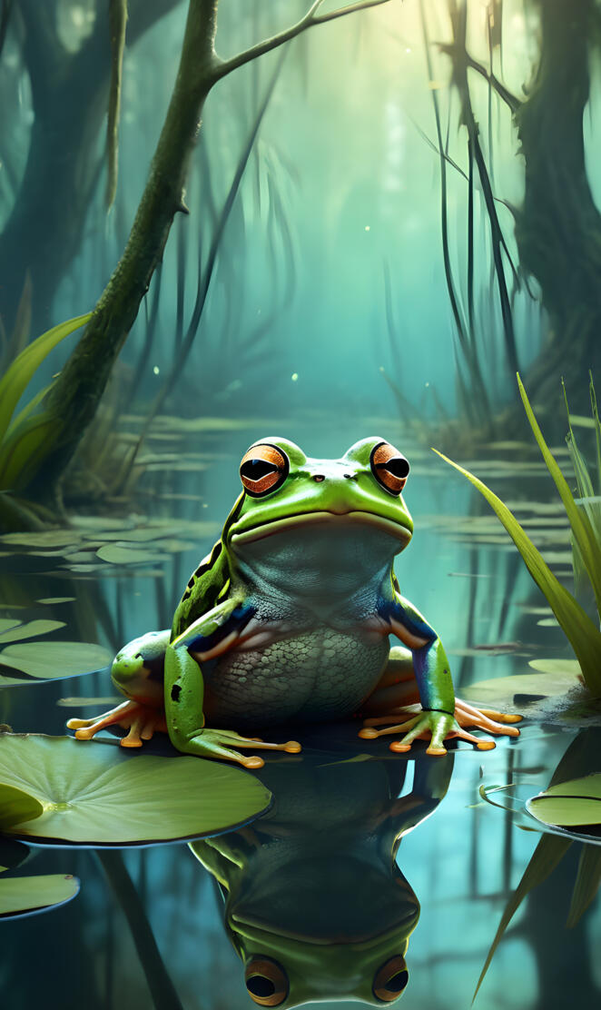 A frog in the swamp