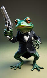 James Bond Frog with a toy pistol