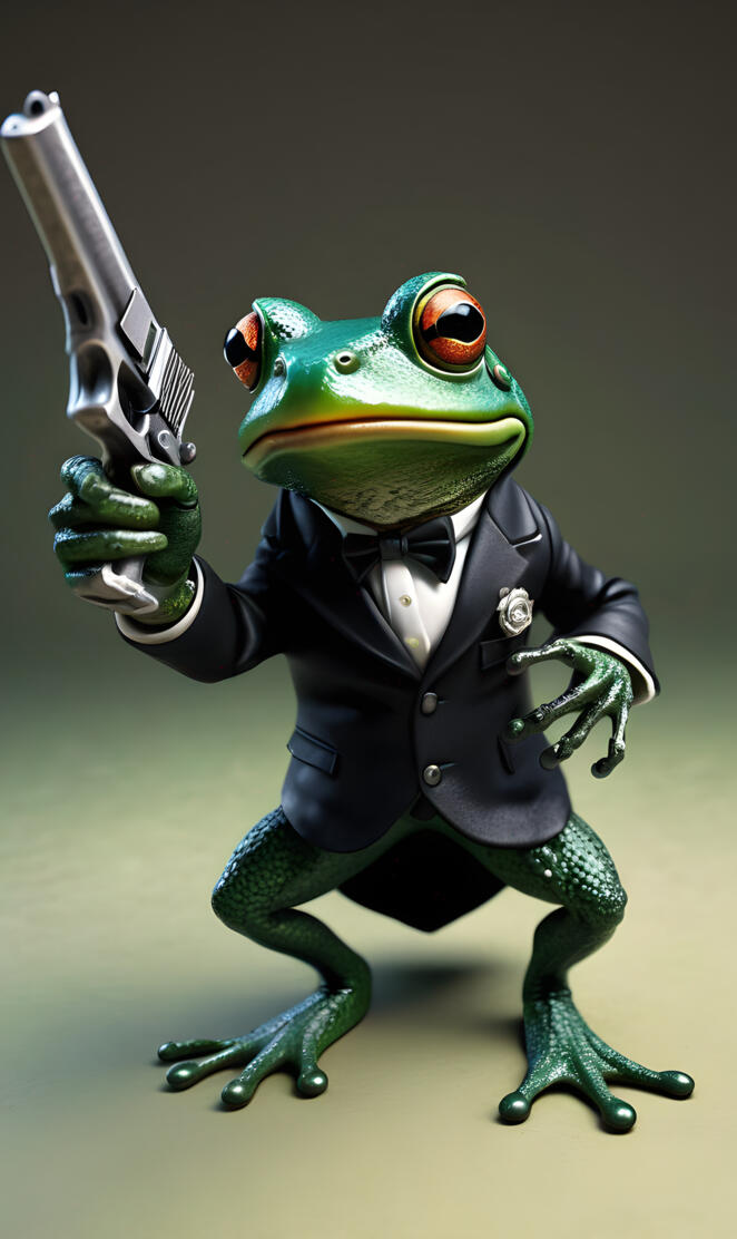 James Bond Frog with a toy pistol