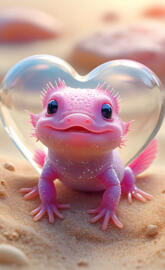 a small pink frog in a clear bowl