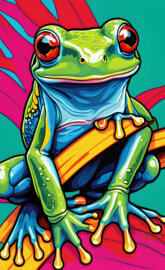 pop art red eye tree frog