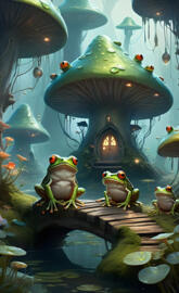 Frogs Mushroom Village