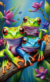frogs and lillies