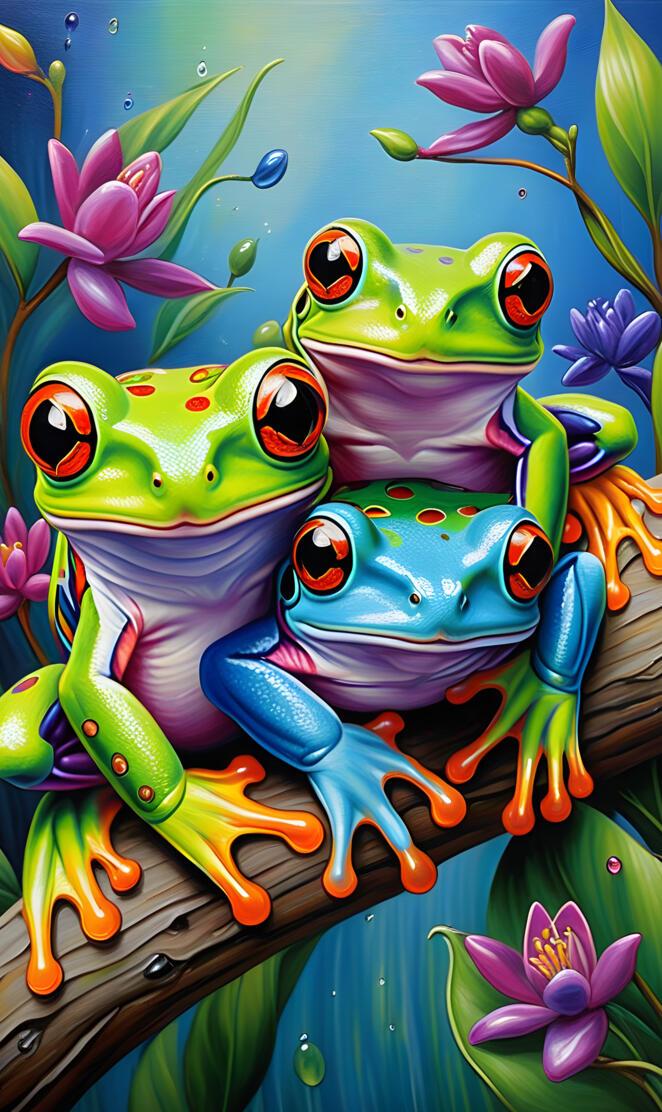 frogs and lillies