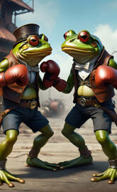 Steampunk frog fight