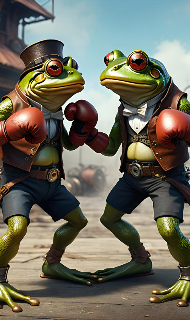 Steampunk frog fight