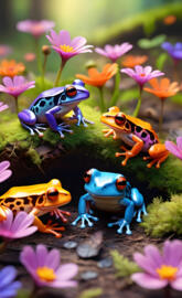 colorful frogs