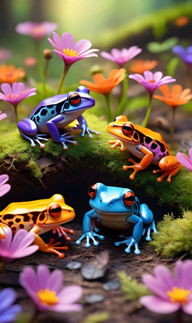 colorful frogs