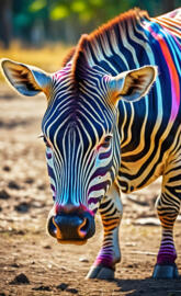 a zebra with a colorful mane
