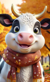 happy autumn cow