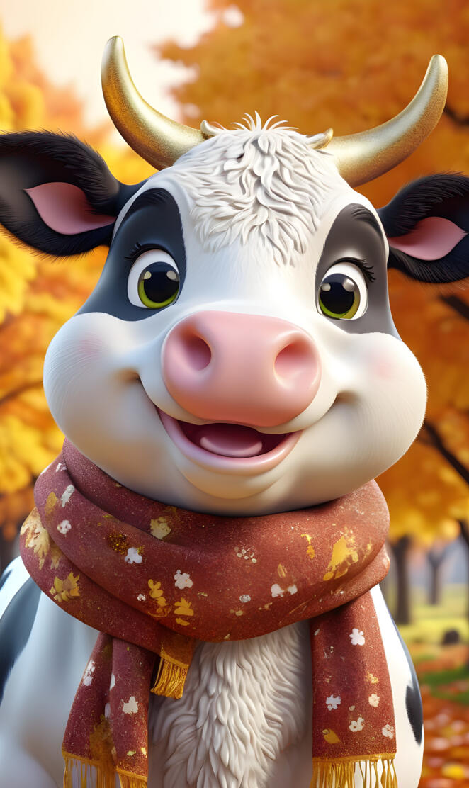 happy autumn cow