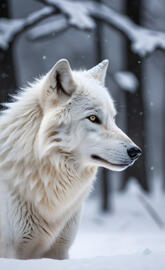 a white wolf in the snow