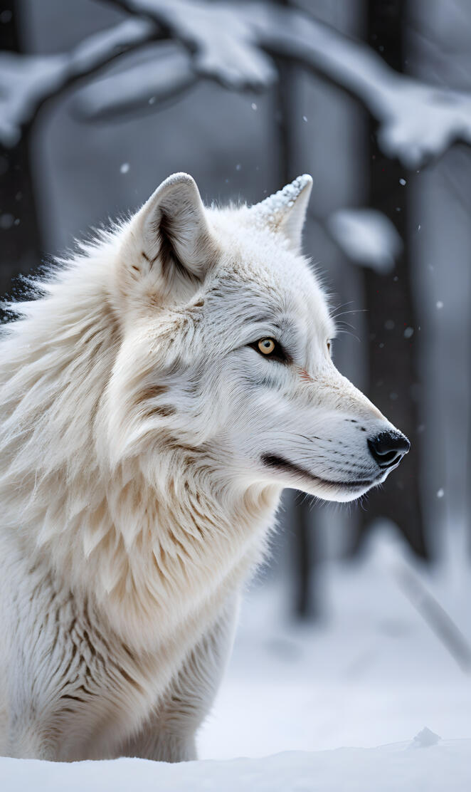 a white wolf in the snow