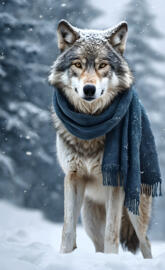 11.784 Euroa wolf wearing a scarf