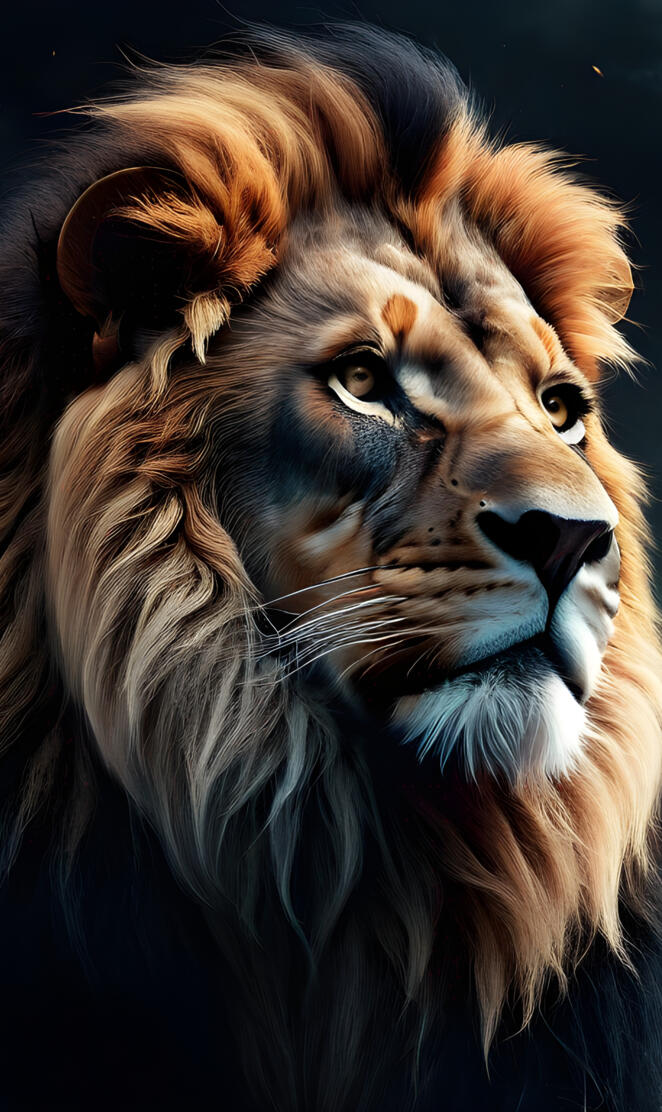 a lion with a white mane