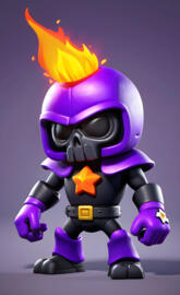 Juguete bordado en 3D con fuego en la cabeza