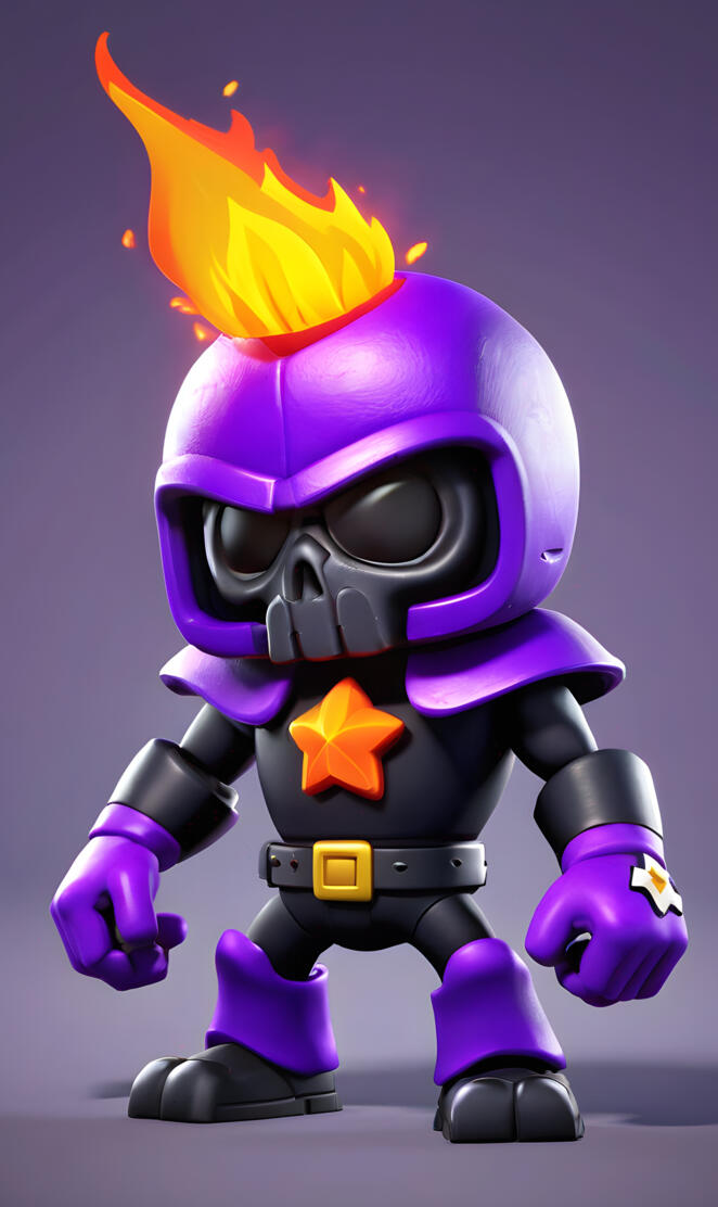 Juguete bordado en 3D con fuego en la cabeza