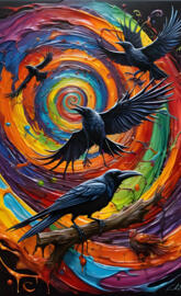 a painting of birds