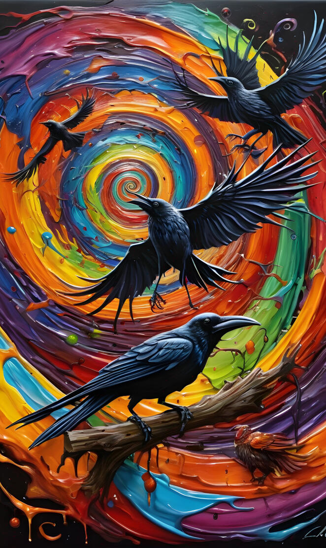 a painting of birds