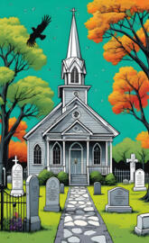 creepy Church, cemetery, graveyard