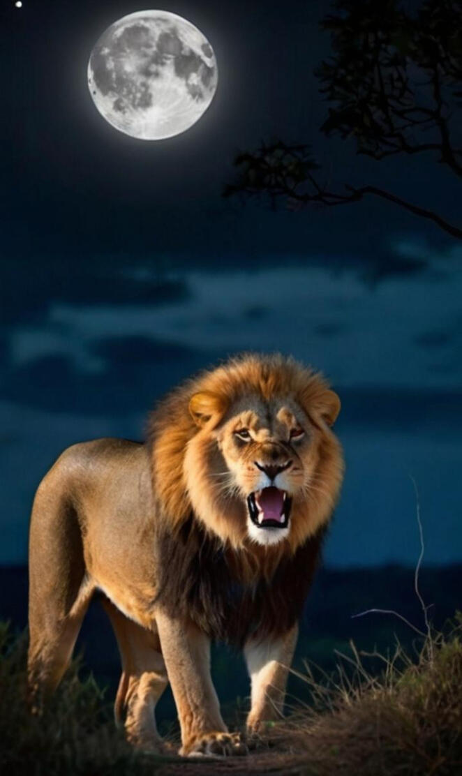 A Roaring Lion in the deep forest
