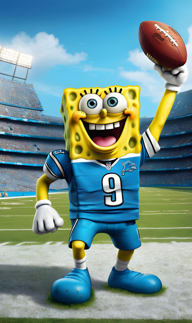 SpongeBob SquarePants detroit lions swag are the best in football this