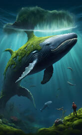 Moss deep ocean whale