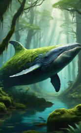 magical mossy forest whale