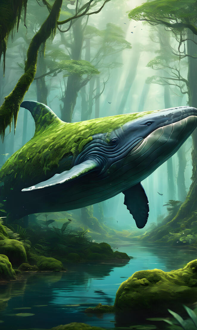 magical mossy forest whale