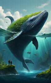 Moss deep ocean whale