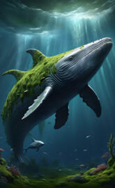 Moss deep ocean whale