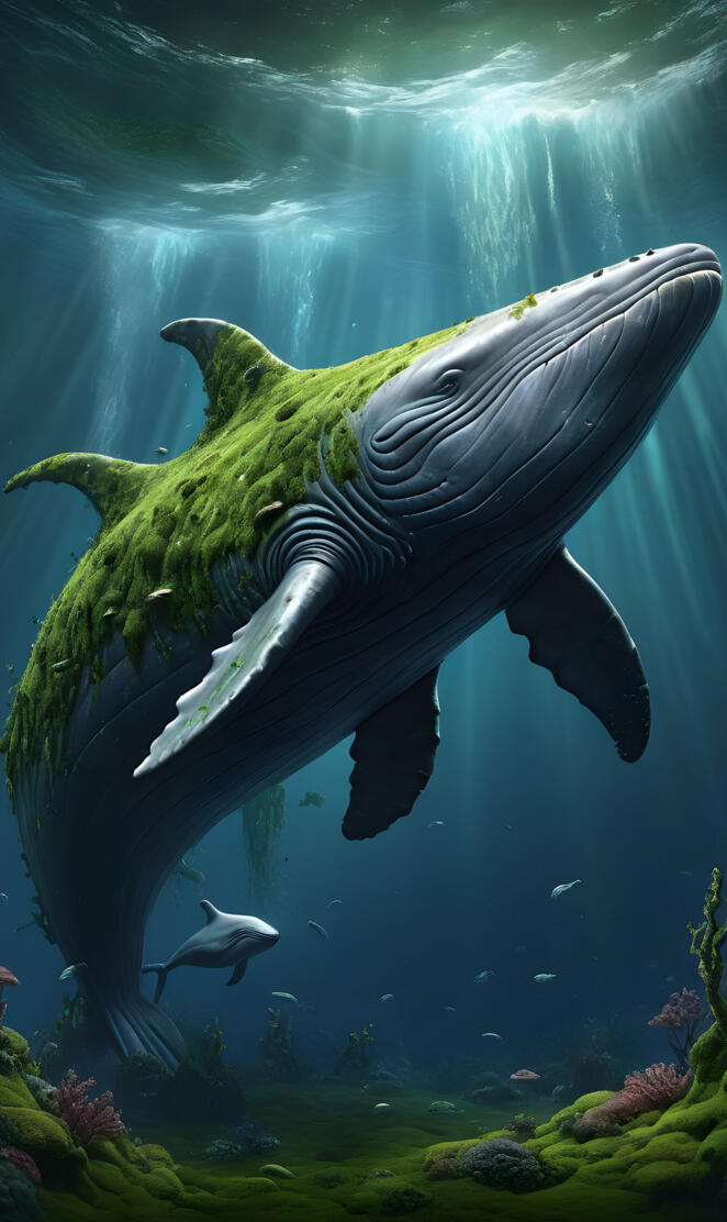Moss deep ocean whale