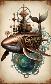 robot wale floating in space