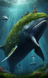 Moss deep ocean whale