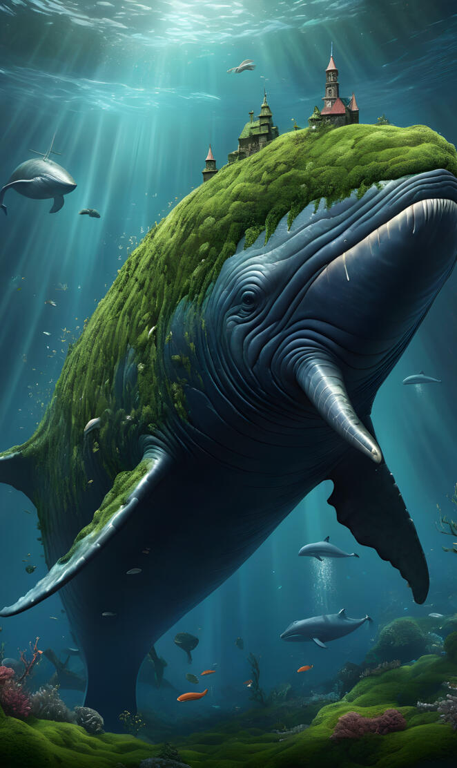 Moss deep ocean whale