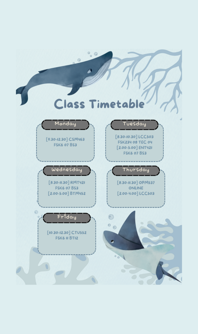 Whale timetable