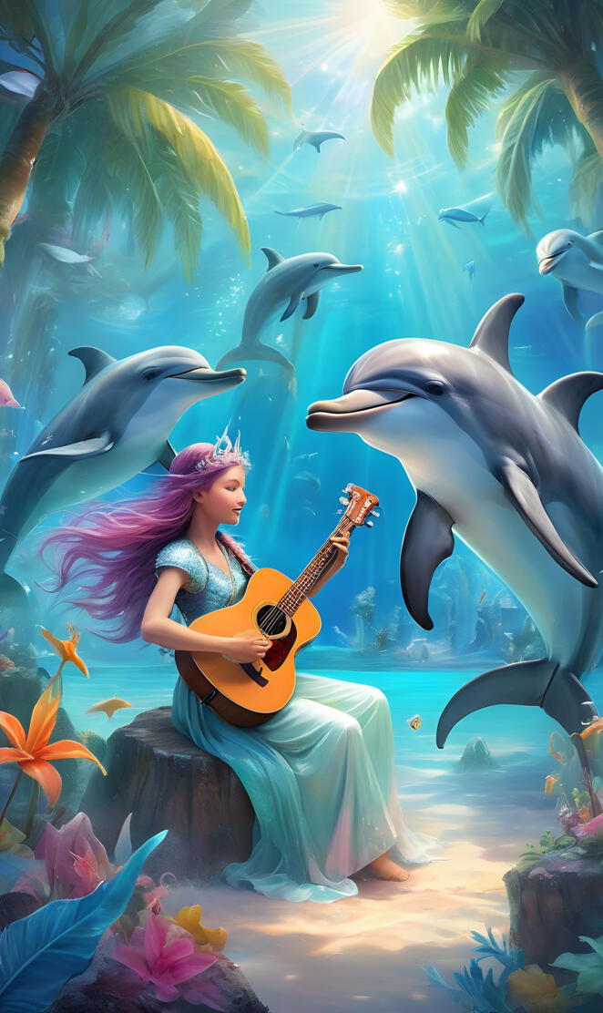 Princess Rocking Out with Dolphins