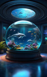 Space Tank with Dolphins 2